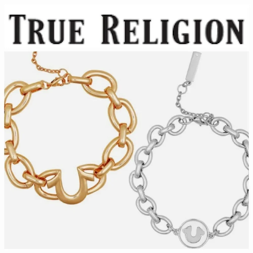 True Religion Setbof 2 Two-Tone Logo Chain Bracelet
